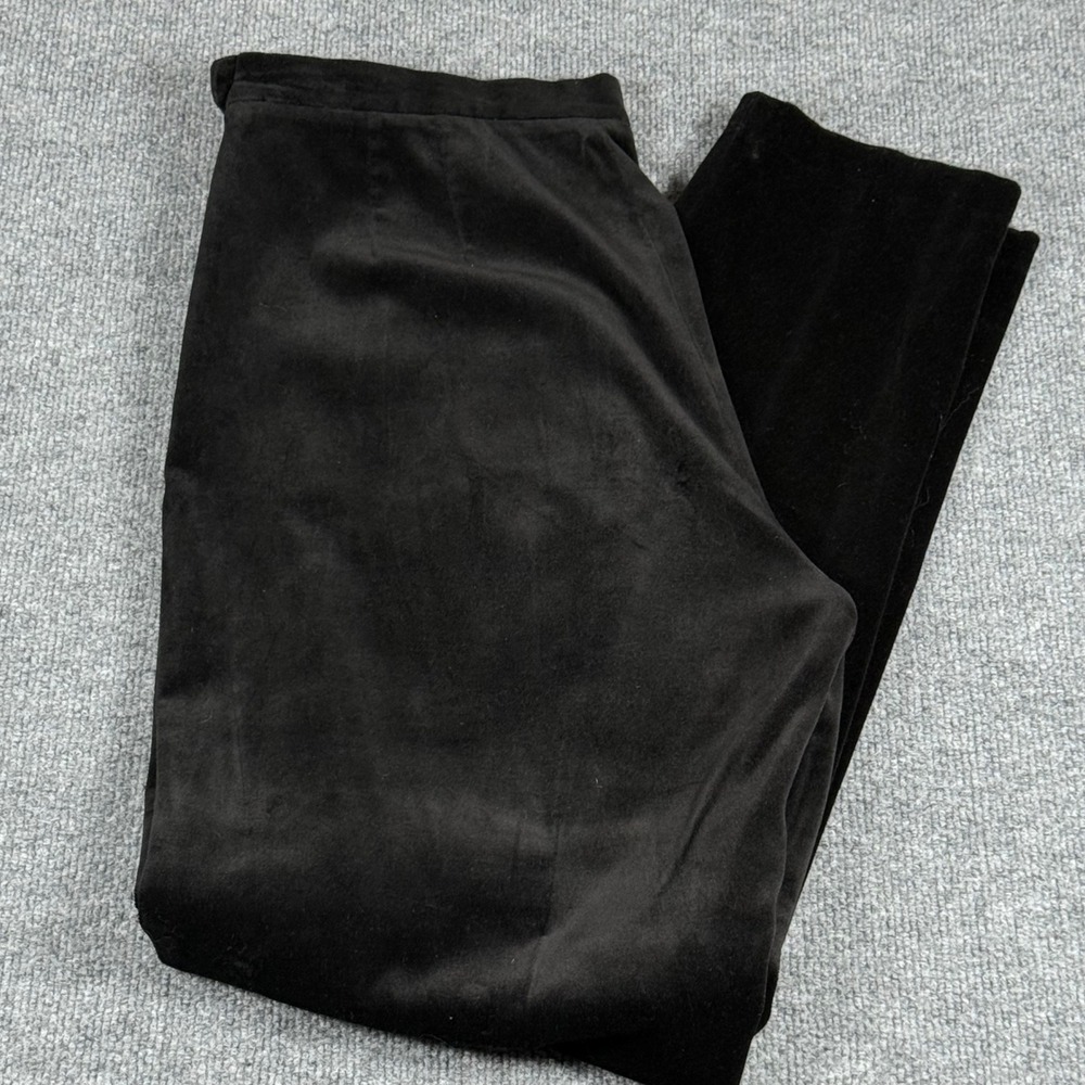 Vintage Y2K GAP Stretch Black Velvet Pants Women 16L Side Zip High Rise Workwear